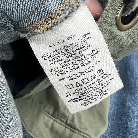 Anthropologie Pilcro & The Letterpress Denim Green Sleeve Back Jean Jacket Med - Picture 6 of 6